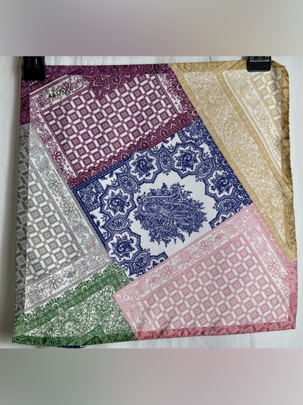 ETON Silk Patchwork Pocket Square